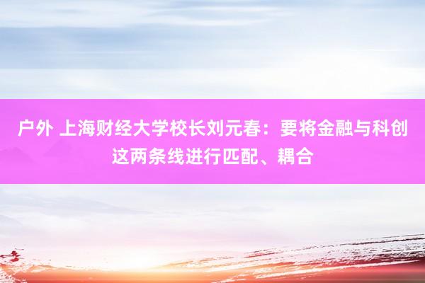 户外 上海财经大学校长刘元春：要将金融与科创这两条线进行匹配、耦合