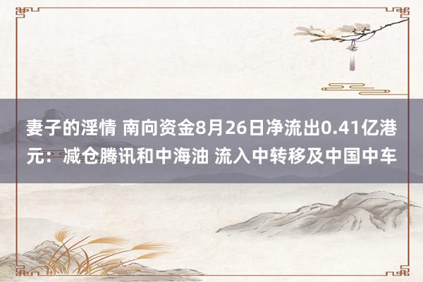 妻子的淫情 南向资金8月26日净流出0.41亿港元：减仓腾讯和中海油 流入中转移及中国中车
