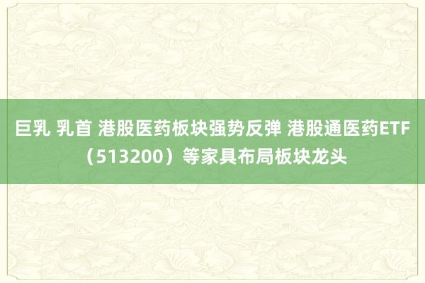 巨乳 乳首 港股医药板块强势反弹 港股通医药ETF（513200）等家具布局板块龙头