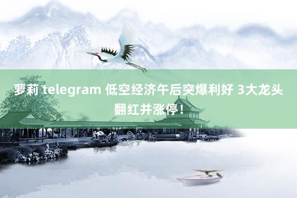 萝莉 telegram 低空经济午后突爆利好 3大龙头翻红并涨停！